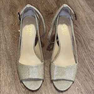 Franco Sarto light Gold glittery peep toe